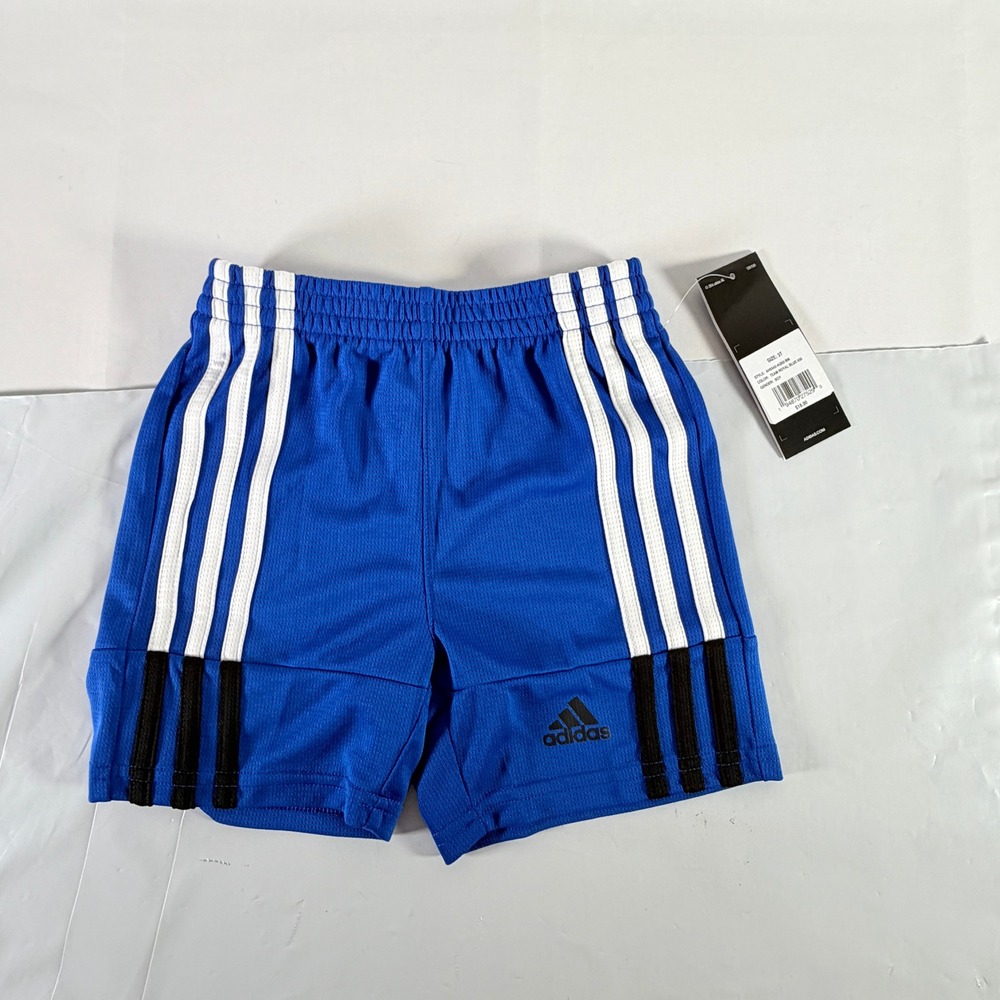 adidas Boys Clashing 3-Stripes Shorts Team Royal Blue Athletic Mesh Gym 3T